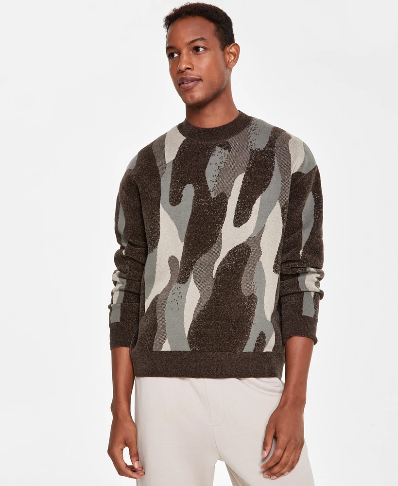 A|X Armani Exchange Men's Camo Crewneck Pullover Sweater