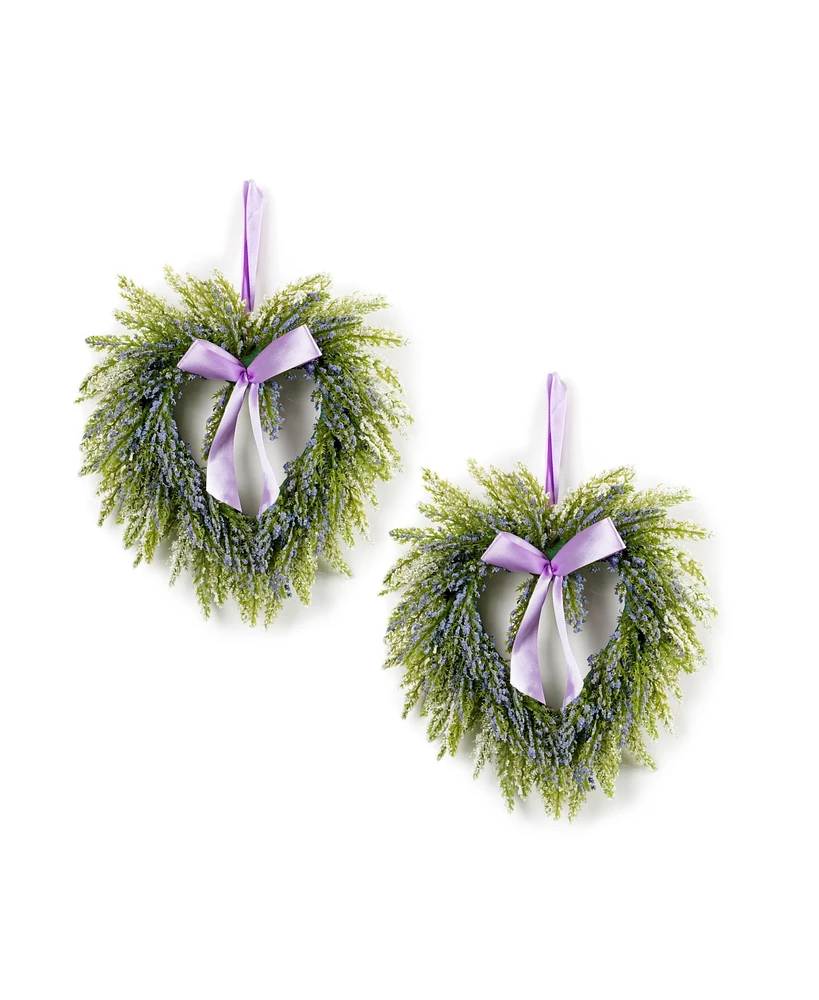 Lavender Twig Heart Wreath Set for Charming Home Decor (Set of 2)