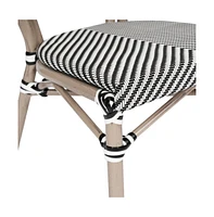 Merrick Lane Mael Set Of Four Stacking Thonet Bistro Style Chair With Textilene Seat And Bamboo Finished Metal Frame For Indoor/Outdoor Use