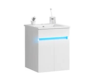 Modern Bathroom Vanity with Ceramic Sink and Automatic Lighting