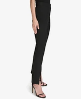 Halston Women's Split-Hem Mid-Rise Slim-Leg Pants