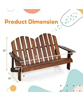 2 Person Fir Wood Adirondack Chair with High Backrest