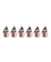 Slickblue Glittered Glass Snowman Ornament (Set of 6)