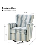 Transitional Swivel Chair with Roll Armrest