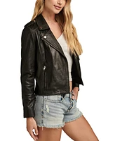 Women's Classic Leather Moto Jacket