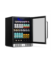 Newair 24" Built-in or Freestanding 177 Can Beverage Fridge in Stainless Steel with Precision Digital Thermostat, Adjustable Shelves, and Triple