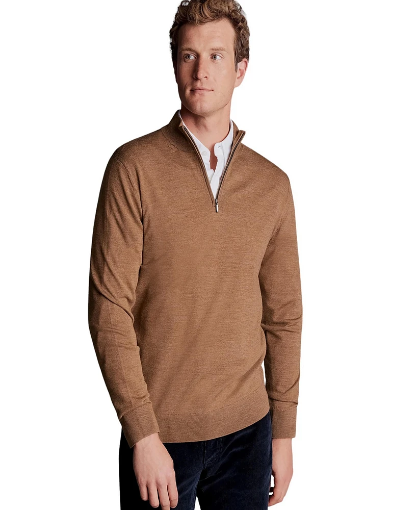 Charles Tyrwhitt Men's Pure Merino Zip Neck Sweater