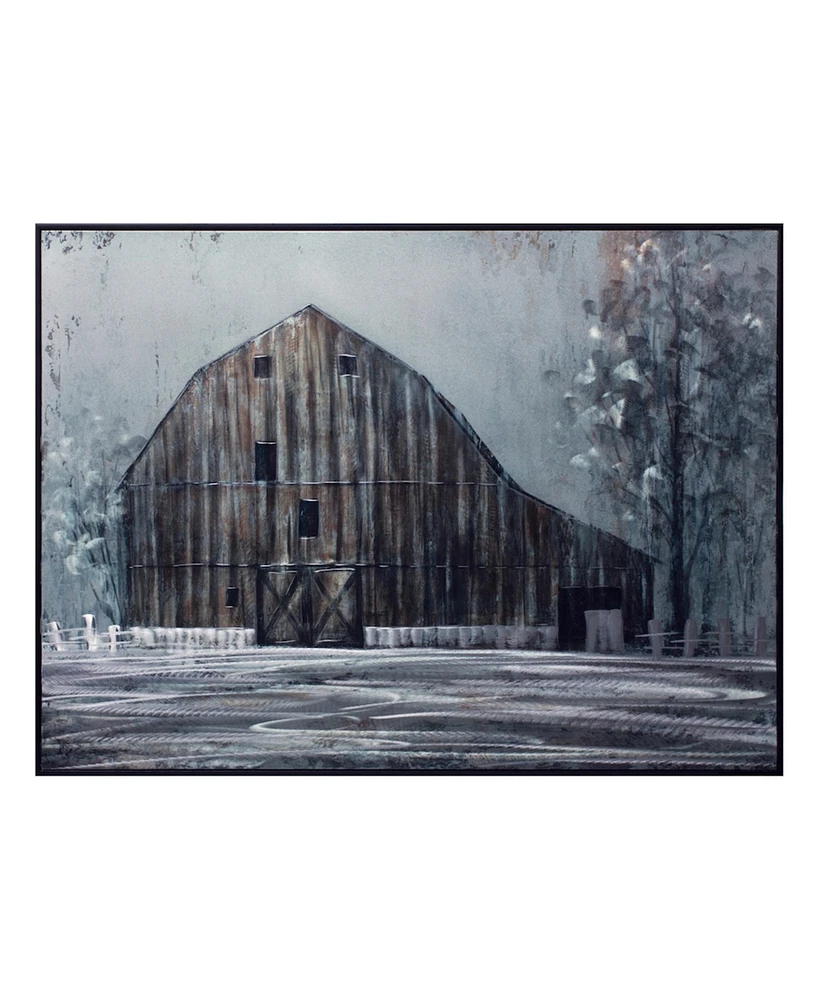 Slickblue Metal Framed Modern Barn Canvas Painting Wall Art 31.5"l