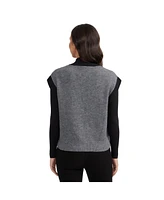 Ellen Tracy Women's Textured Sweater Vest With Contrast Trim