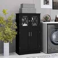 Slickblue 4 Doors Freeestanding Bathroom Floor Cabinet with Adjustable Shelves