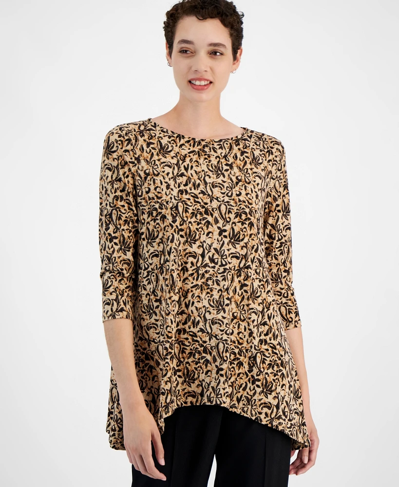 Jm Collection Women's Printed Swing Top, Created for Macy's