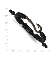 Chisel Stainless Steel Fishing Hook Black Nylon Bracelet