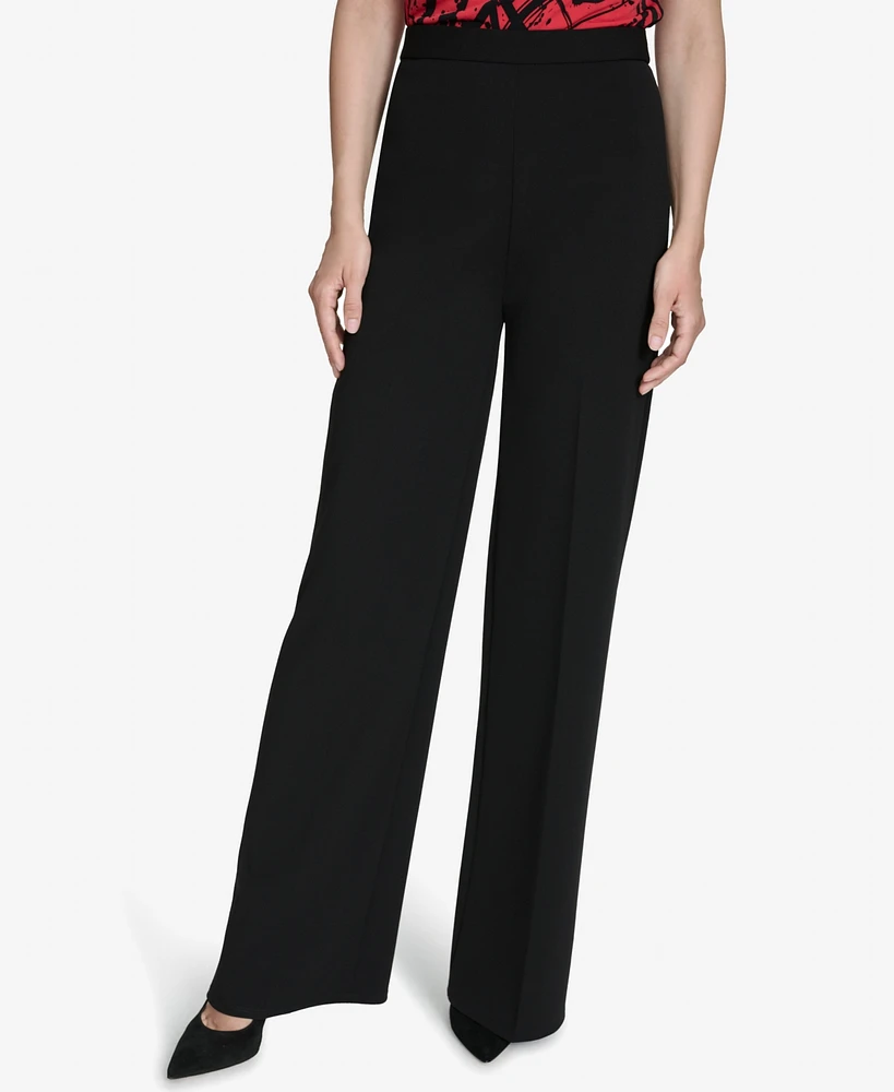 Halston Women's Easy Mid-Rise Pull-On Wide-Leg Pants