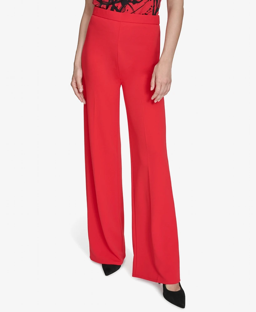 Halston Women's Easy Mid-Rise Pull-On Wide-Leg Pants