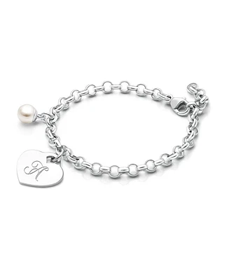 Tiny Blessings Little Girls Children's Sterling Silver Classic Charm Bracelet & Engraved Initial 6.25"