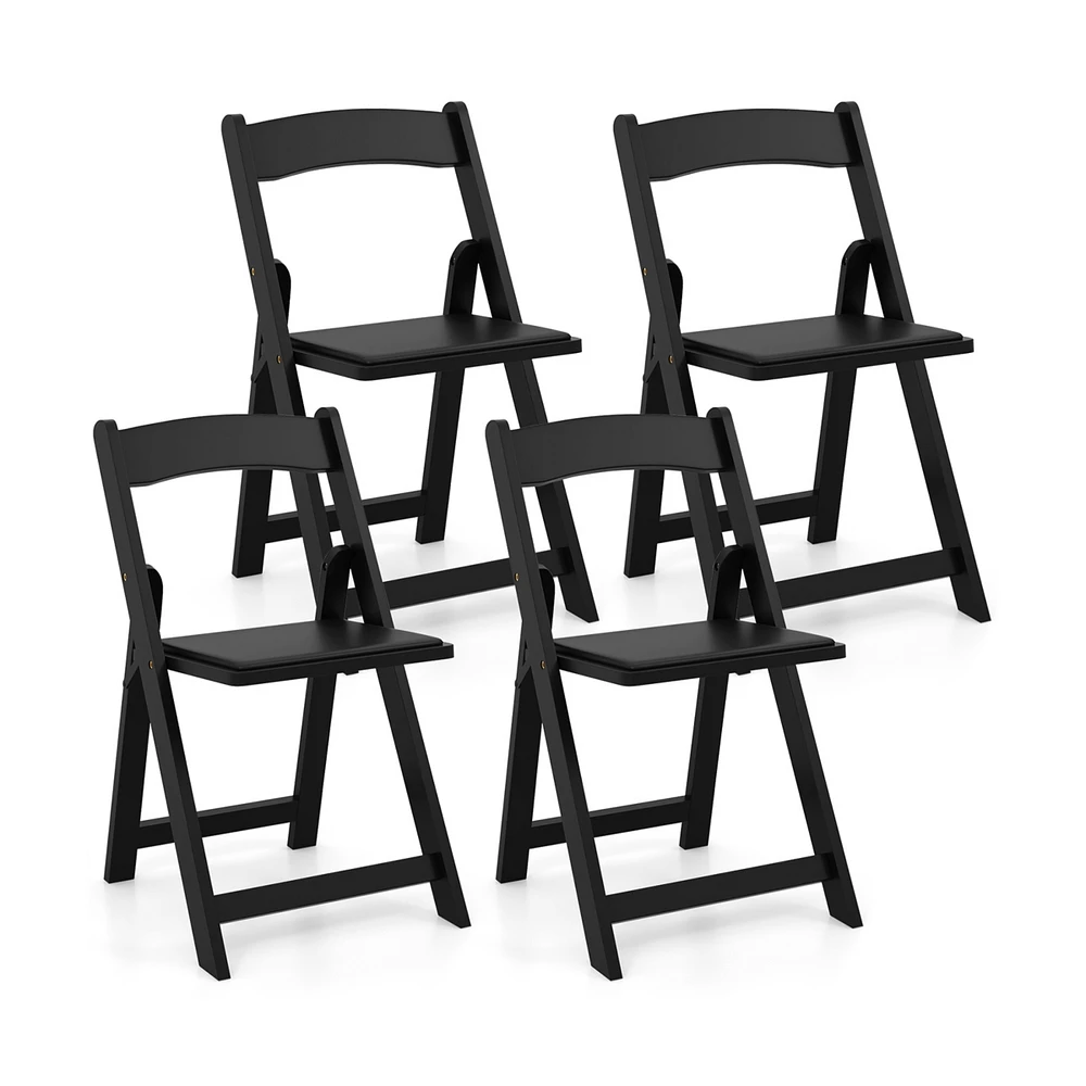 Slickblue Set of 4 Dining Chairs Foldable Kitchen Chair with Rubber Wood Legs and Padded Seat