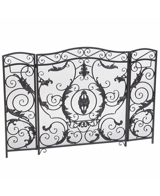 Simplie Fun Waterbury Ornate Scrollwork Fire Screen