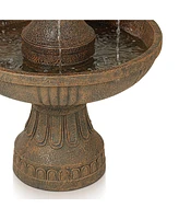 Ravenna Italian Outdoor Floor Bubbler Fountain and Waterfalls 43" High 3 Tiered Cascading for Garden Patio Backyard Deck Home Lawn Porch House Relaxat