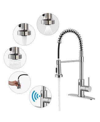 Mondawe Single Handle Pull Down Sprayer Kitchen Faucet with Touchless Sensor, Deckplate Included