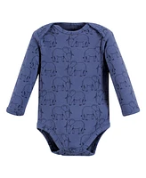 Touched by Nature Baby Boys Organic Cotton Long-Sleeve Bodysuits, Blue Peanut