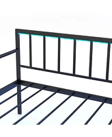 Slickblue Twin Daybed with Charging Station and Led Lights-Black