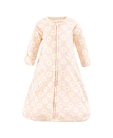 Hudson Baby Girls Cotton Long-Sleeve Wearable Sleeping Bag, Sack, Blanket, Lemon Daisy Long Sleeve, 12-18 Months