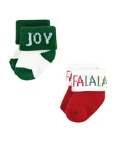 Hudson Baby Boys Cotton Rich Newborn and Terry Socks, 12 Days Of Christmas Falala, 0-6 Months