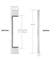 Cauldham Pack Solid Kitchen Cabinet Pulls Handles (5" Hole Centers) - Modern Thin Profile Drawer/Door Hardware - Style M255