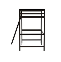 Emma+Oliver Ridley Twin Wood Loft Bed Frame With Protective Guardrails And Integrated Desk Ladder For Use Any 6-8" Thick Mattress