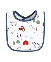 Hudson Baby Infant Boys Cotton Bibs, Green Farm Animals, One Size