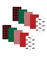 Hudson Baby Infant Boy Cotton Flannel Burp Cloths, Christmas Tree Truck, One Size - Assorted Pre