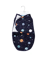 Hudson Baby Baby Boys Plush Faux Fur Swaddle Wrap, Space, 0-3 Months