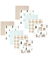 Hudson Baby Infant Boy Flannel Washcloths, Boy Woodland Pals 10Pk, One Size