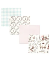 Hudson Baby Infant Girl Cotton Flannel Receiving Blankets, Girl Woodland Pals