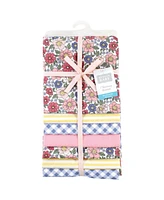 Hudson Baby Infant Girl Cotton Rich Flannel Receiving Blankets Bundle, Pink Blue Pretty Floral, One Size