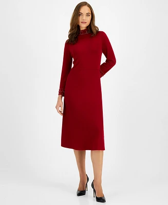 Anne Klein Women's Rhinestone-Embellished Sweater Dress