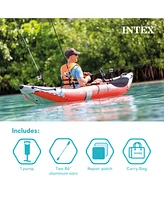 Intex Excursion Pro K1 Single Person Inflatable Vinyl Fishing Kayak w/ Oar/Pump