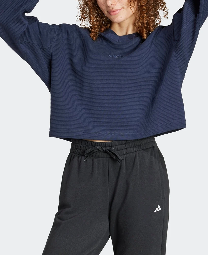 Adidas Women's All Szn Ribbed V-Neck Loose Fit Sweatshirt