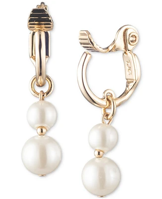 Lauren Ralph Lauren Gold-Tone Imitation Pearl Charm Clip-On Hoop Earrings