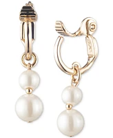 Lauren Ralph Lauren Gold-Tone Imitation Pearl Charm Clip-On Hoop Earrings