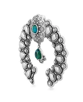 American West Jewelry Sterling Silver and Chrysocolla Gemstone Concha Naja Pendant Enhancer