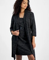 Connected Petite Belted Sheath Dress and Jacket Set