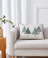 Videri Home Festive Firs Embroidered Decorative Pillow, 13" x 18", Exclusively at Macy's