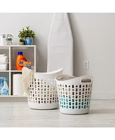 Iris Usa Laundry Basket 40L Durable and Flexible, Portable Round Bin, 1.15 Bushel Hamper for Storage with Ventilation Holes for Closet Dorm, White
