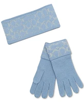Coach Women's Signature C Metallic Headband & Touch Tip Gloves Boxed Gift Set