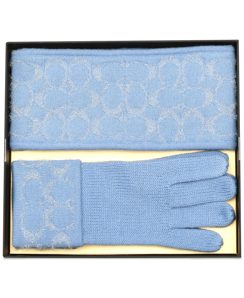 Coach Women's Signature C Metallic Headband & Touch Tip Gloves Boxed Gift Set