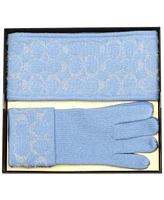 Coach Women's Signature C Metallic Headband & Touch Tip Gloves Boxed Gift Set