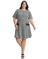 Dkny Plus Round-Neck Short-Sleeve A-Line Dress