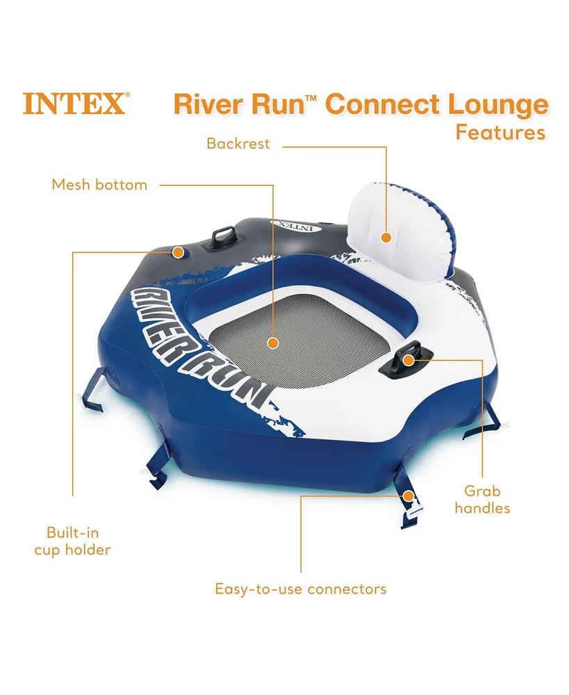 Intex River Run Connect Vinyl Lounge Inflatable Floating Water Tubes (4 Pack)