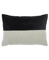 Ihi Home Lumbar Velvet Linen Zipper Pillow, 14"x 20"